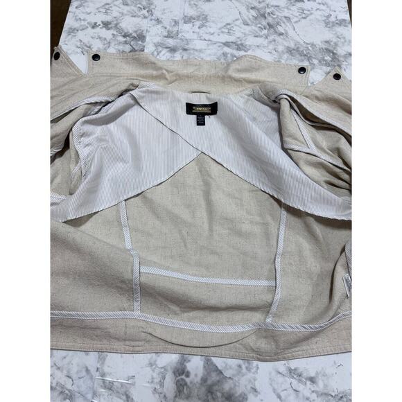 Greylin Anthropologie Blazer Jacket L Linen Cotton Tan Zippered Moto Modern Chic - Picture 8 of 8